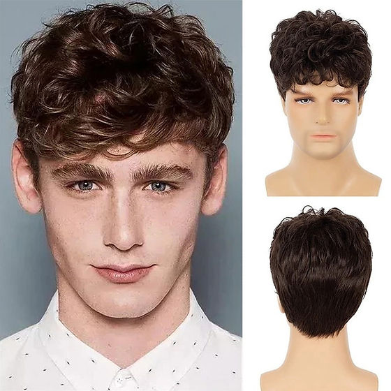 Kiểu tóc giả Short Quiff công sở nam tính lịch lãm 12 Men's Wig From Real Hair Curly Layer Style | Tóc Giả Wina Wigs